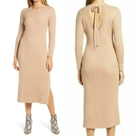 Wayf Dresses & Skirts - WAYF X Bff Hollie Long Sleeve Women's Sweater Dress Camel Size: X-Small NWT